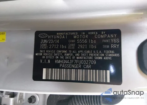 2015 Hyundai Genesis 5.0 z USA, uszkodzony, nr VIN KMHGN4JF7FU032709